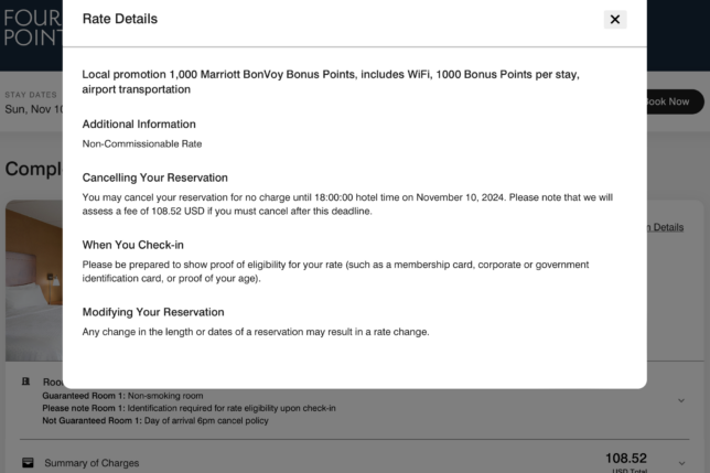 a screenshot of a hotel reservation